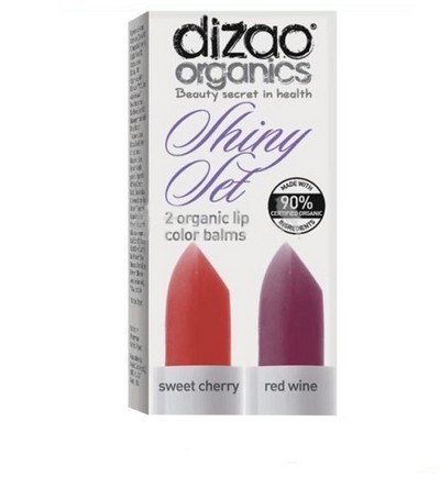 картинка Набор Шайни Сет 2 органических оттеночных бальзама для губ Sweet Cherry 203 и Red Wine 204 от магазина Экокрем
